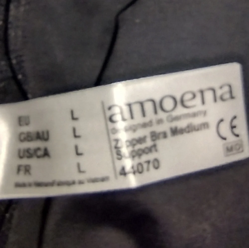 Amoena Gloria Front Zipper Sports Bra, NWOT